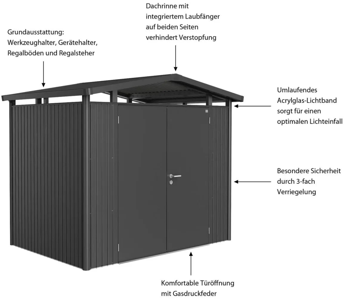 Biohort Metallgerätehaus Panorama® P2, ca. B273/H227/T198 cm