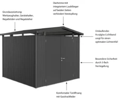 Biohort Metallgerätehaus Panorama® P4, ca. B273/H227/T278 cm