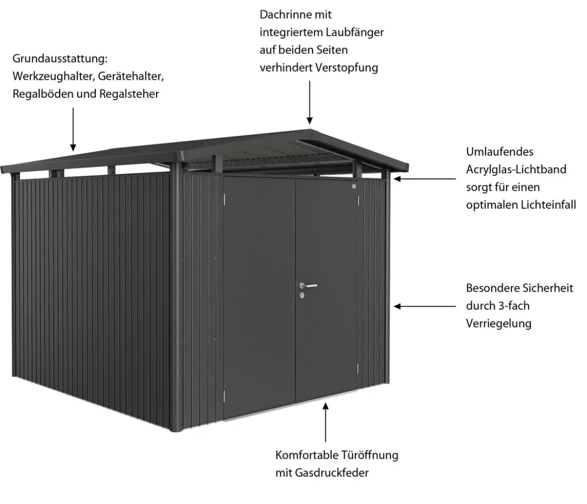 Biohort Metallgerätehaus Panorama® P4, ca. B273/H227/T278 cm