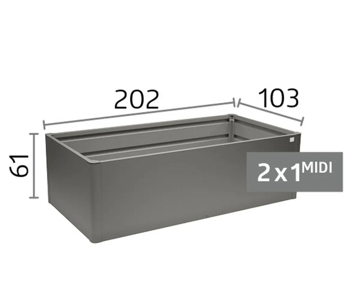 Biohort Metall-Hochbeet Midi 2x1, ca. B201,6/H61/T103,1 cm