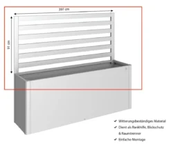 Biohort Metall-Rankgitter für HochBeet 4x1, ca. B397/H91/T4 cm