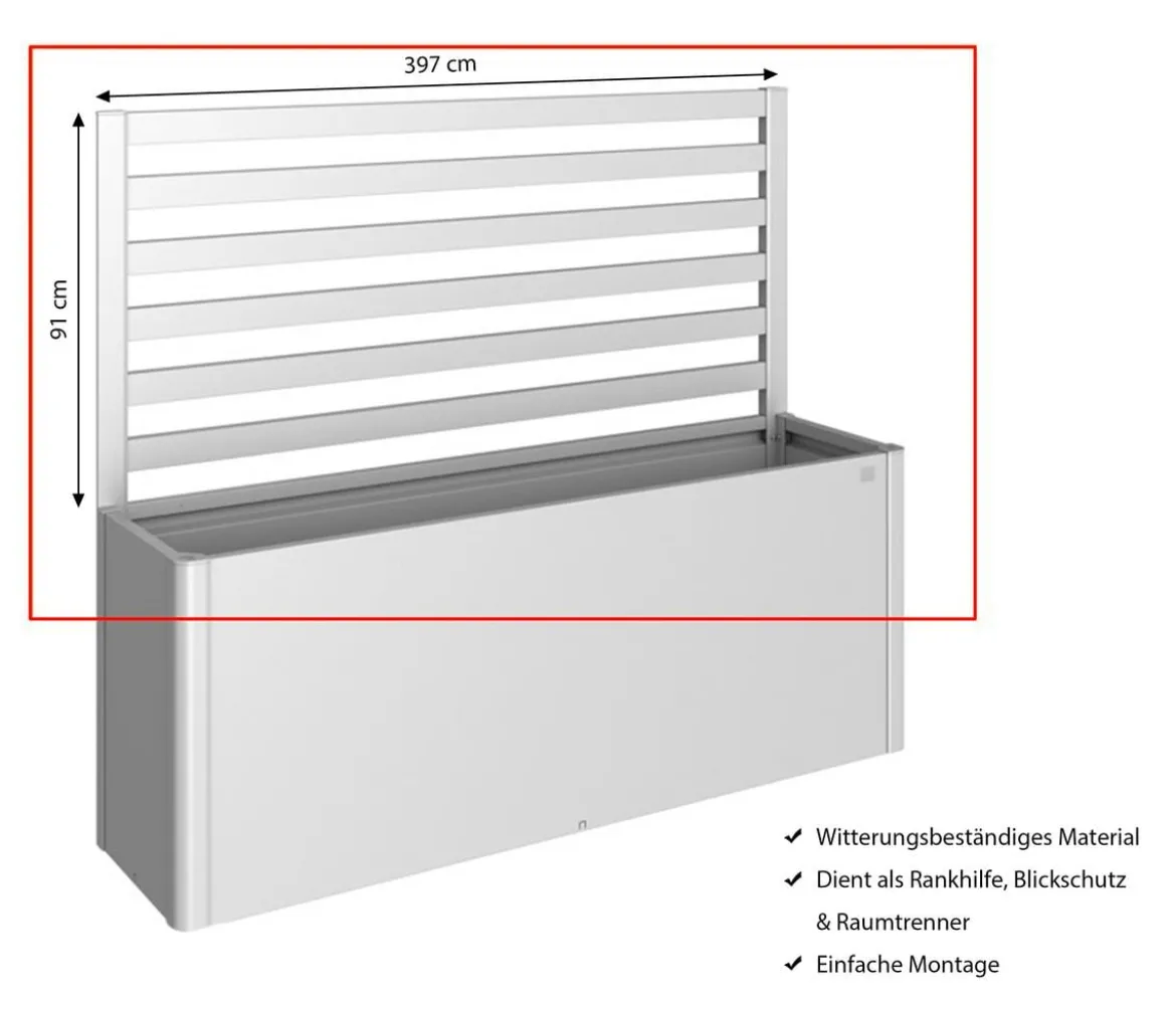 Biohort Metall-Rankgitter für HochBeet 4x1, ca. B397/H91/T4 cm