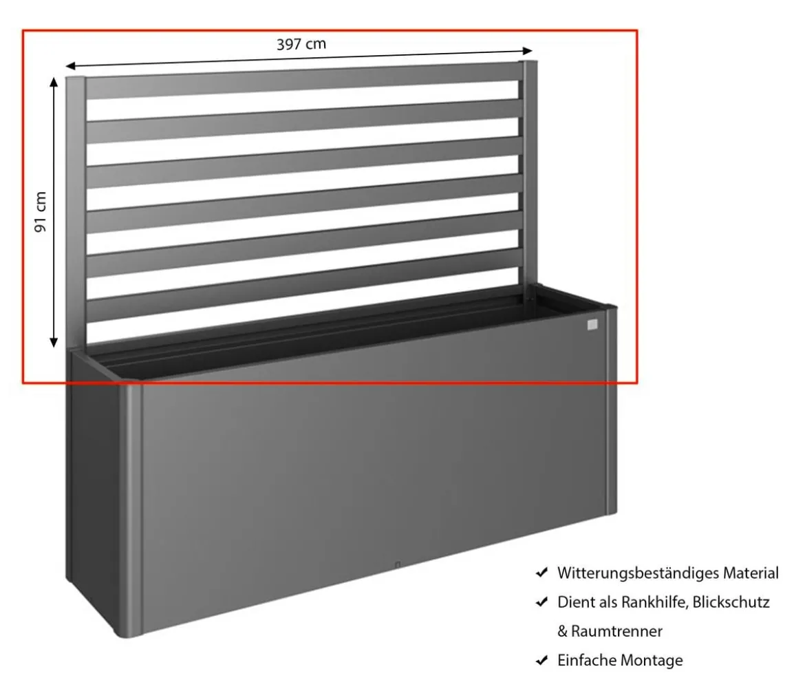 Biohort Metall-Rankgitter für HochBeet 4x1, ca. B397/H91/T4 cm