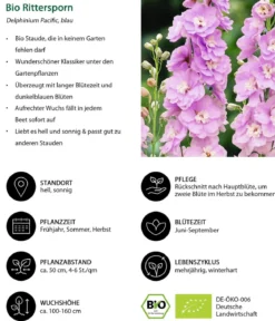 Bio Rittersporn, rosa
