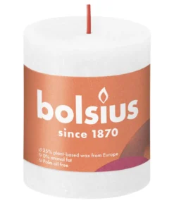 Bolsius Rustik Stumpenkerze Shine, wolkiges weiß, ca. Ø6,8/H8 cm