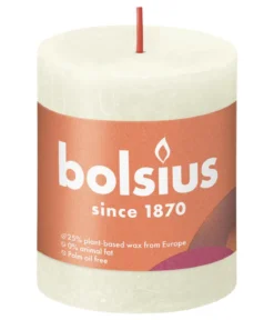 Bolsius Rustik Stumpenkerze Shine, weiche perle, ca. Ø6,8/H8 cm
