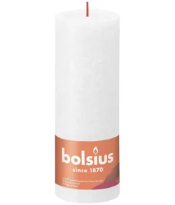 Bolsius Rustik Stumpenkerze Shine, wolkiges weiß, ca. Ø6,8/H19 cm
