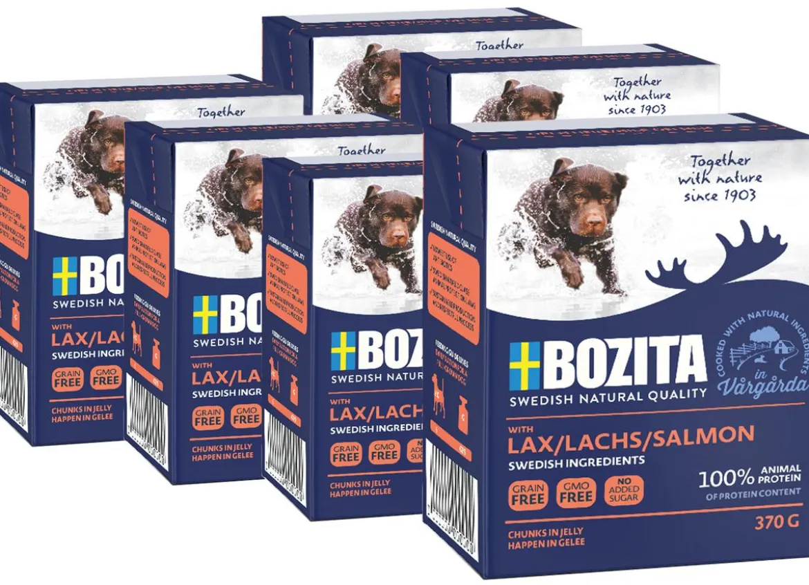 BOZITA Nassfutter für Hunde Häppchen in Gelee, 6 x 370 g