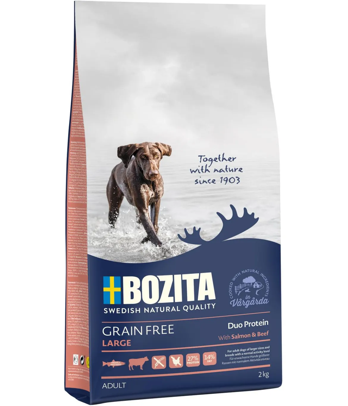 BOZITA Trockenfutter für Hunde Grain Free Salmon & Beef Large, Lachs & Rind
