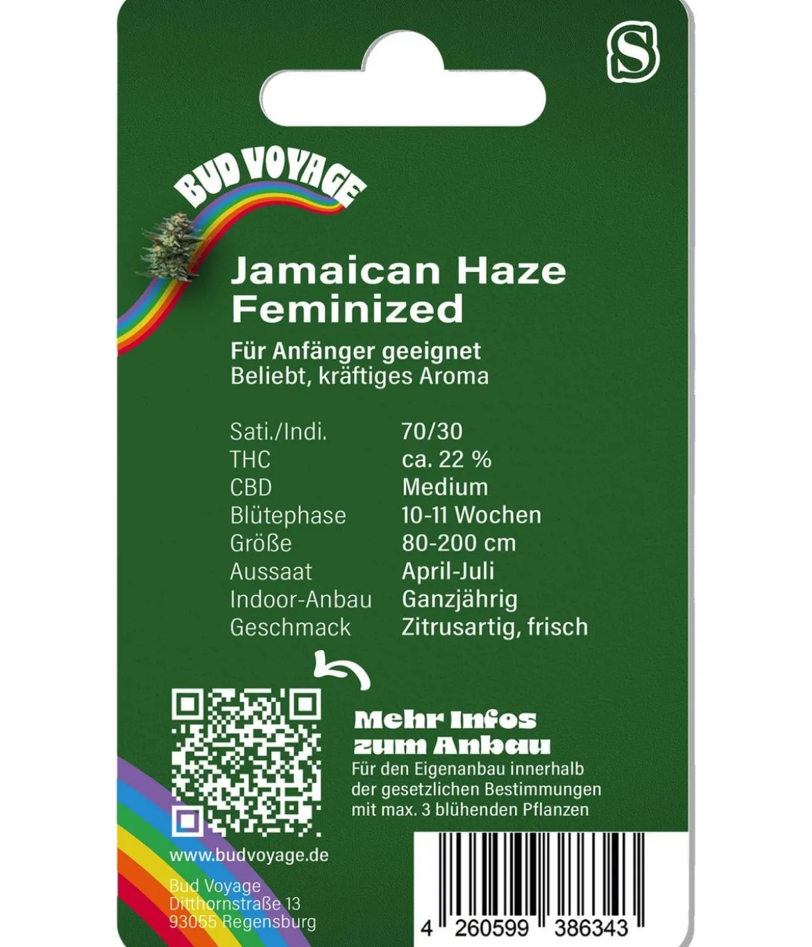 Bud Voyage Hanfsamen Lachflash Jamaican Haze, 3 Stk.