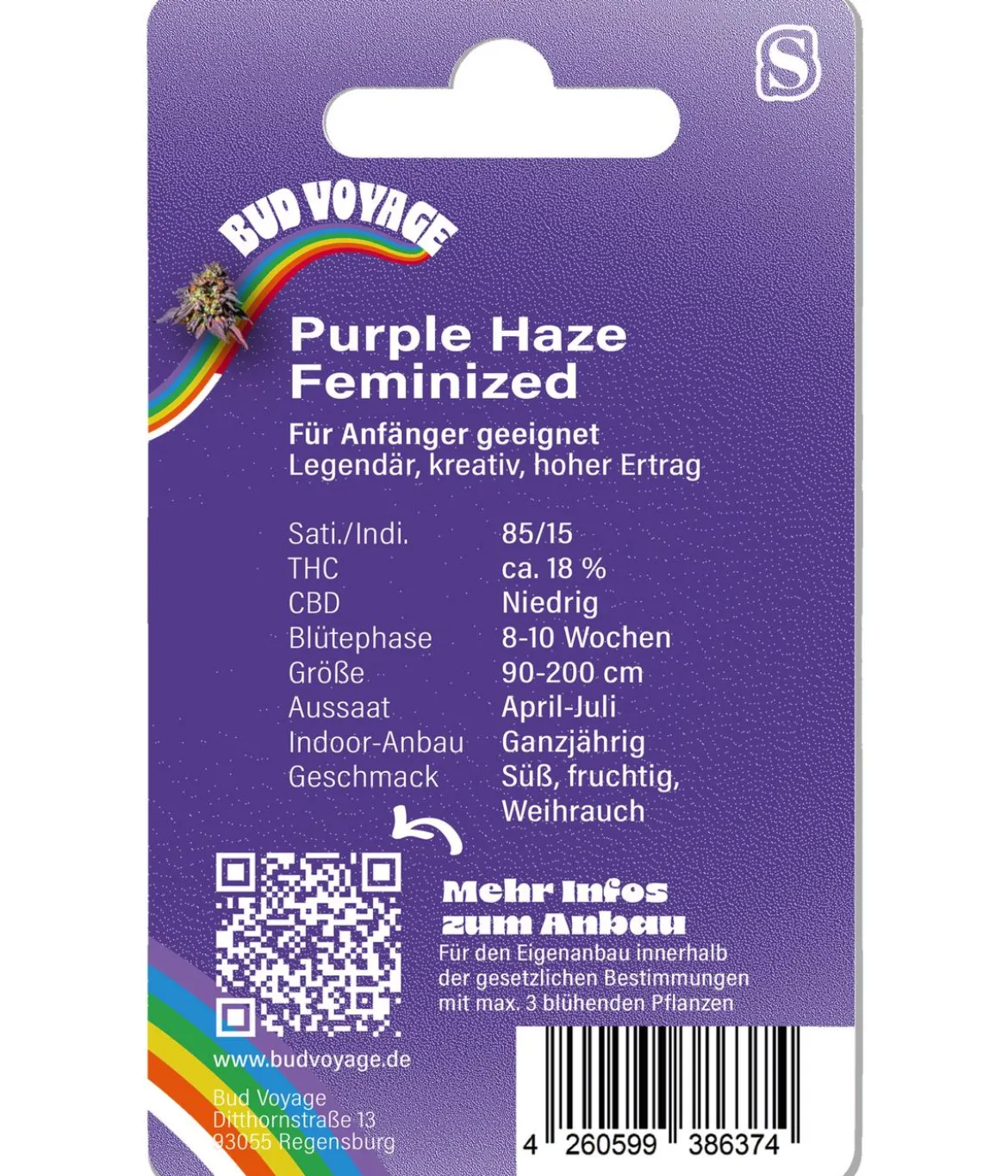 Bud Voyage Hanfsamen Muntermacher Purple Haze, 3 Stk.