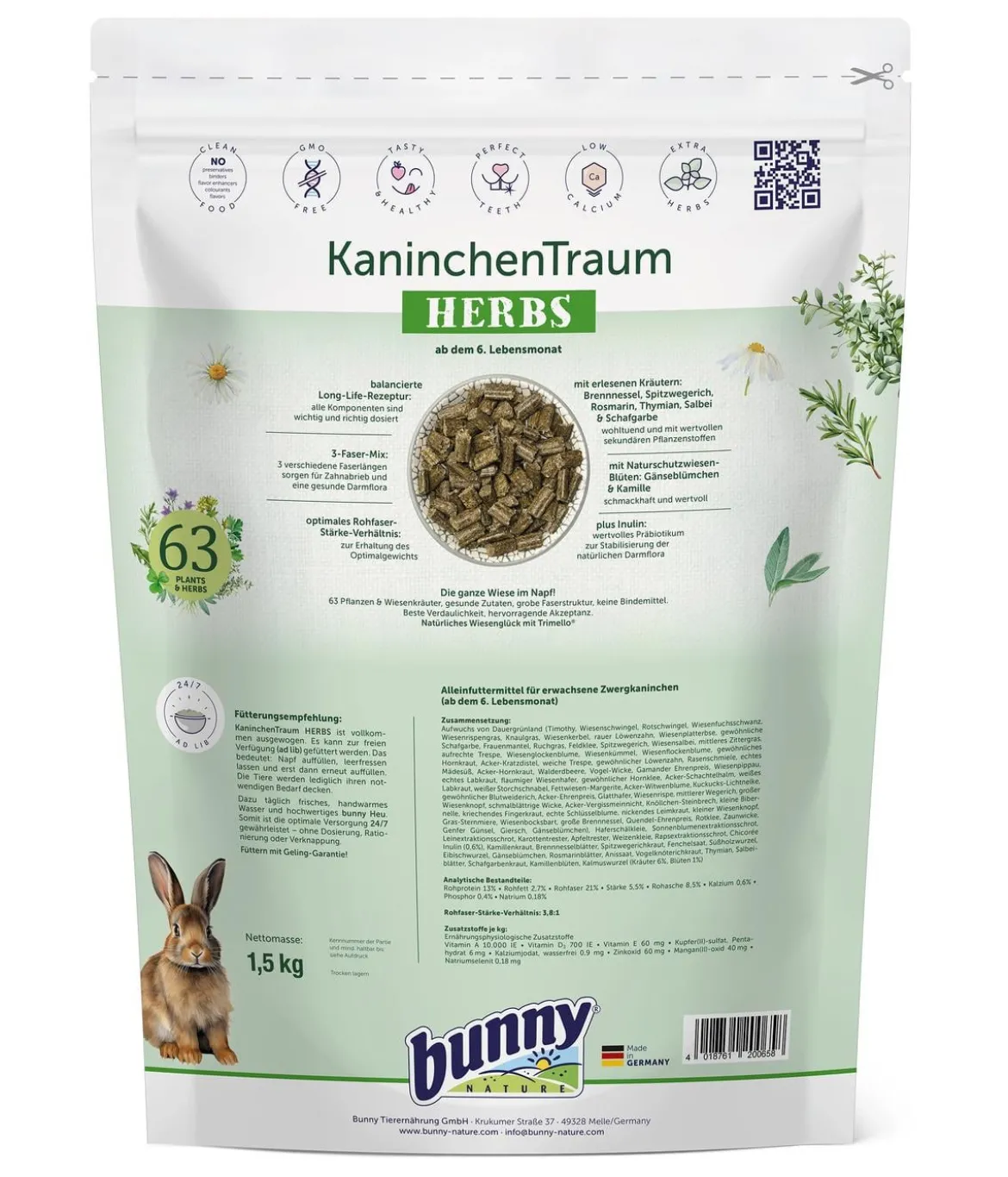 bunny® NATURE Kaninchenfutter KaninchenTraum HERBS