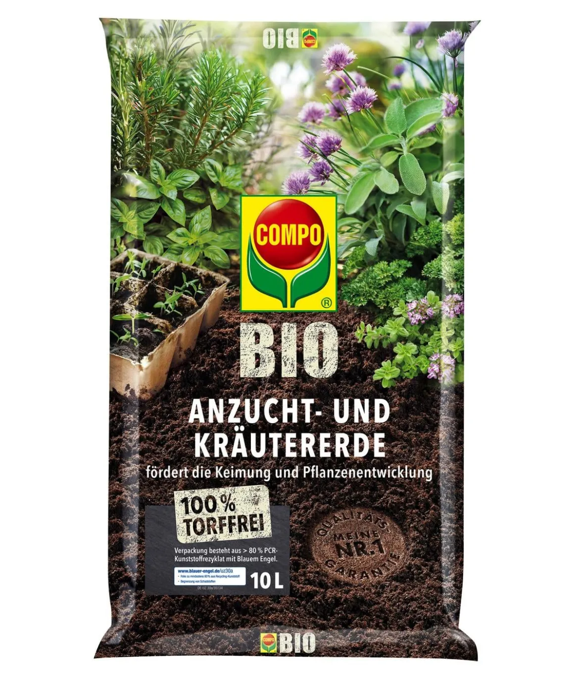 COMPO BIO Anzucht- und Kräutererde torffrei, 10 l