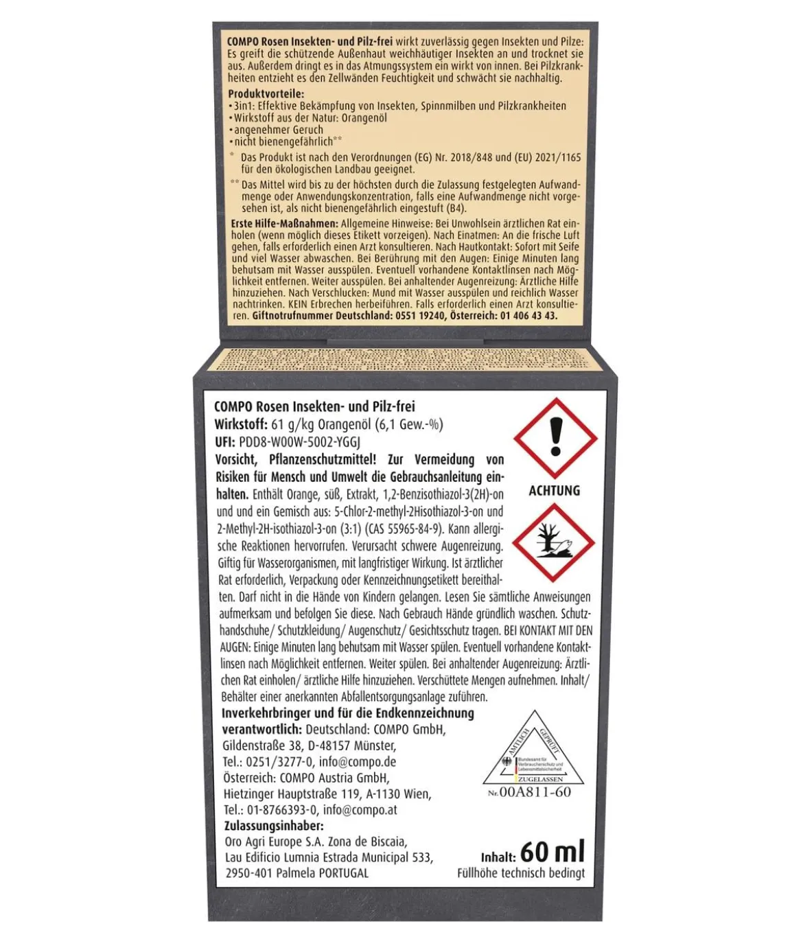 COMPO BIO Rosen Insekten- und Pilzfrei, flüssig, 60 ml