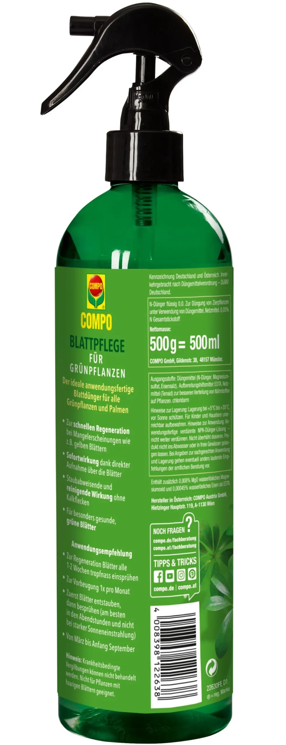 COMPO® Blattpflege für Grünpflanzen, 500 ml