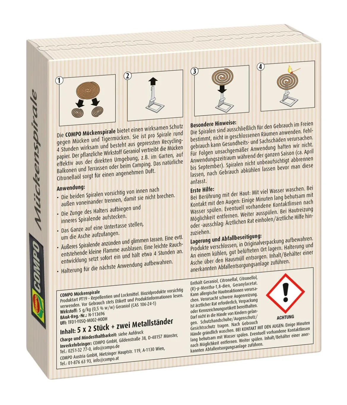 COMPO Mückenspirale mit Halterung, 10 Stk.