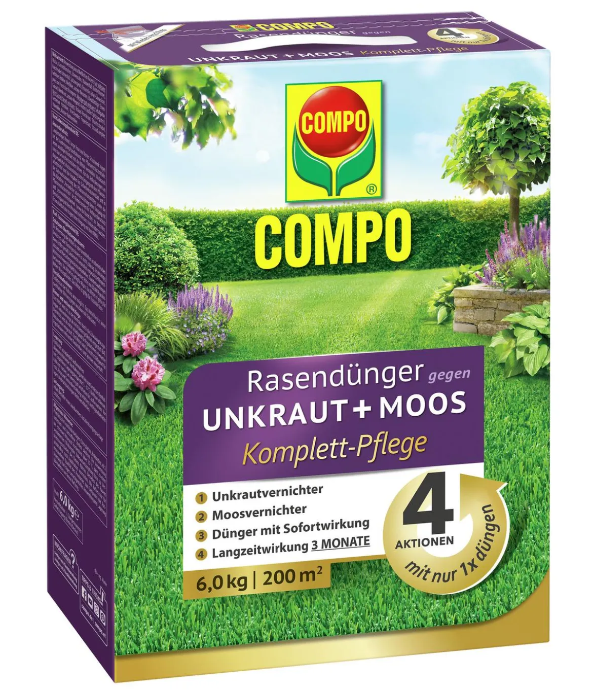 COMPO Rasendünger gegen Unkraut + Moos 4in1