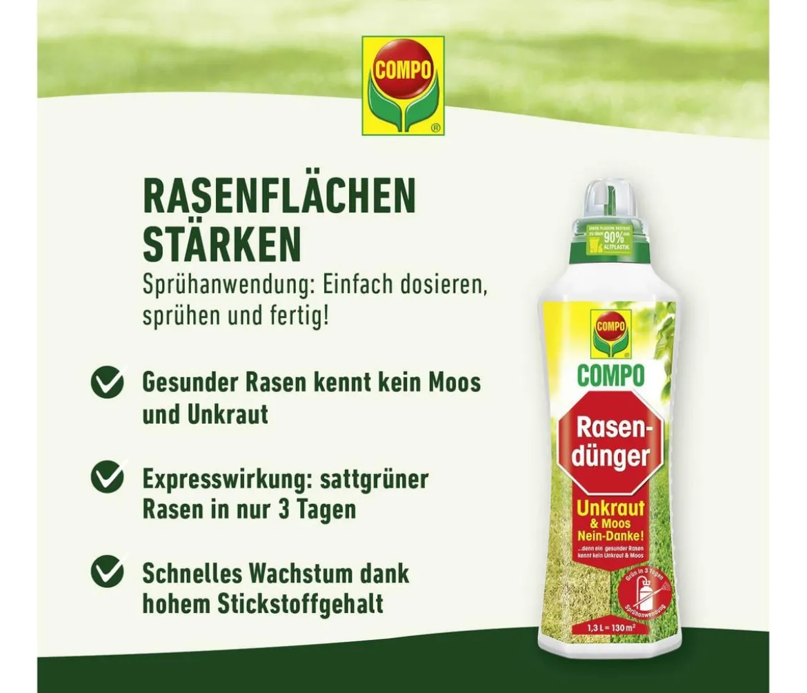 COMPO Rasendünger Unkraut & Moos Nein danke!, 1,3 l