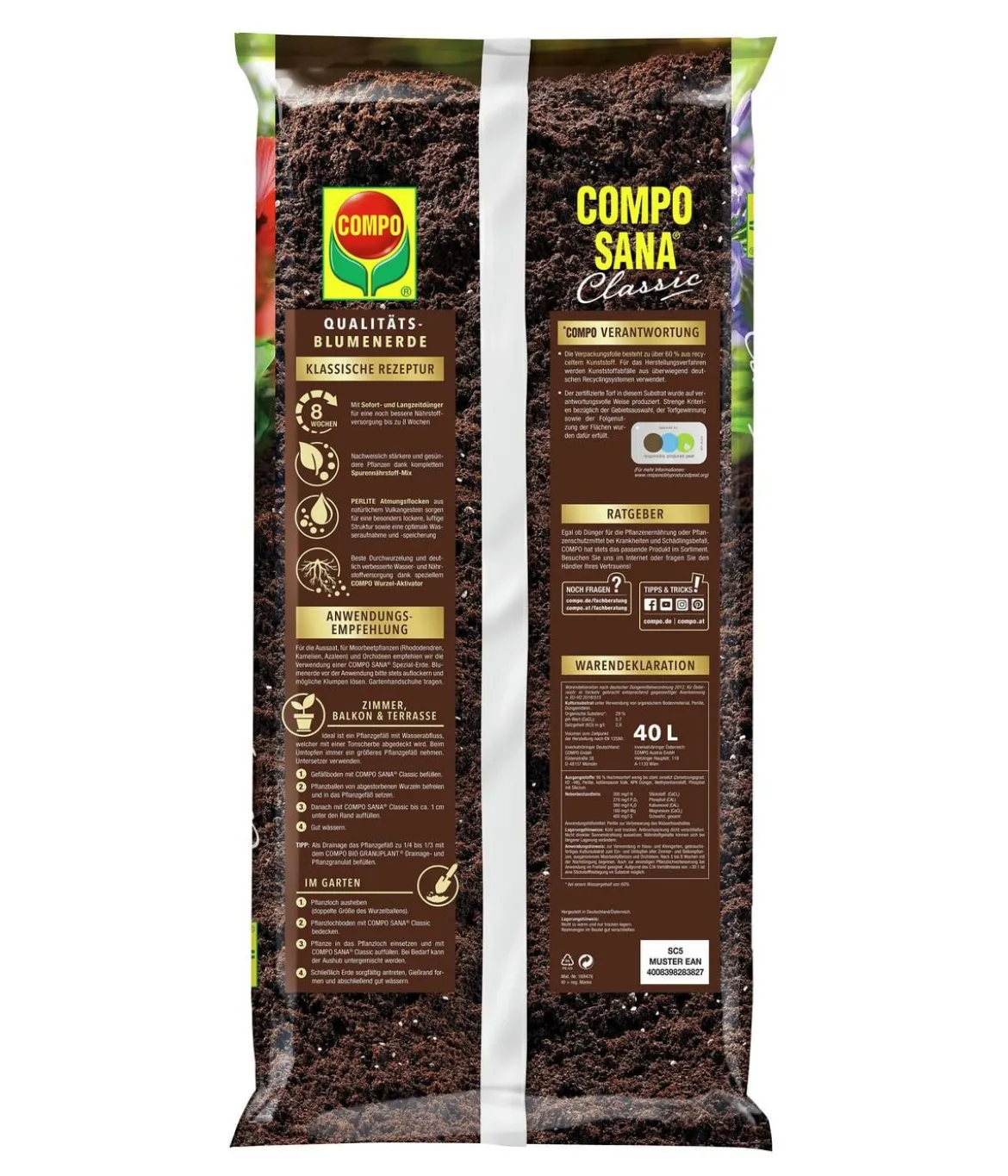 COMPO SANA® Classic Qualitäts-Blumenerde, 40 l