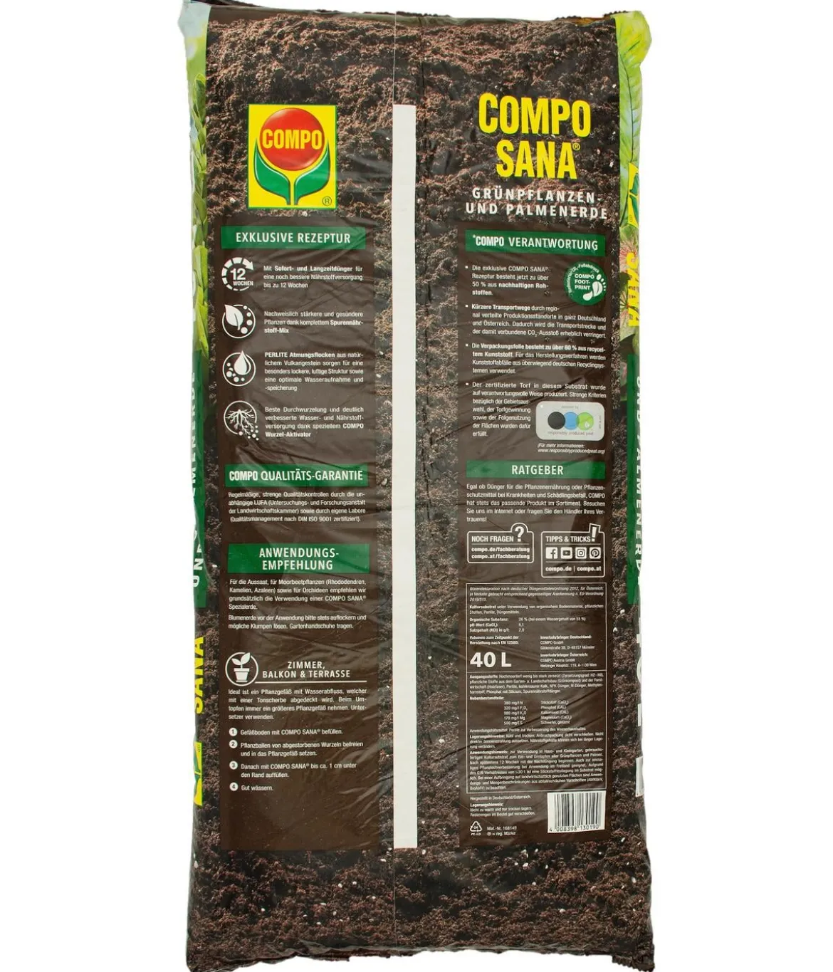 COMPO SANA® Grünpflanzen- und Palmenerde, 40 l