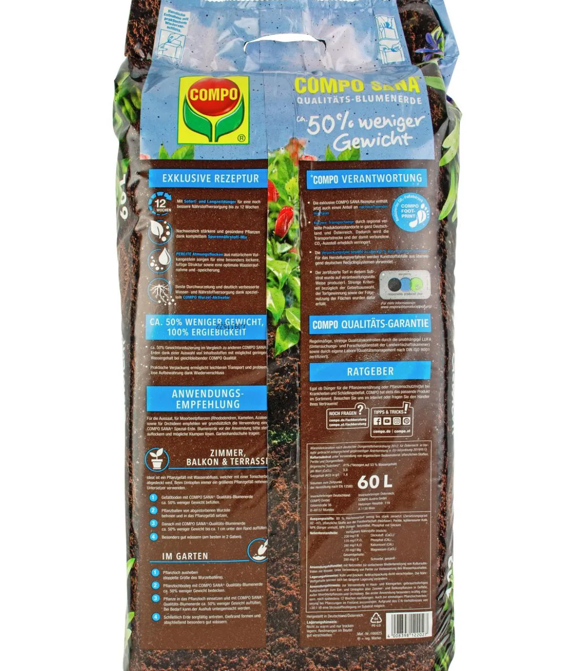 COMPO Sana® Qualitäts-Blumenerde 50% weniger Gewicht