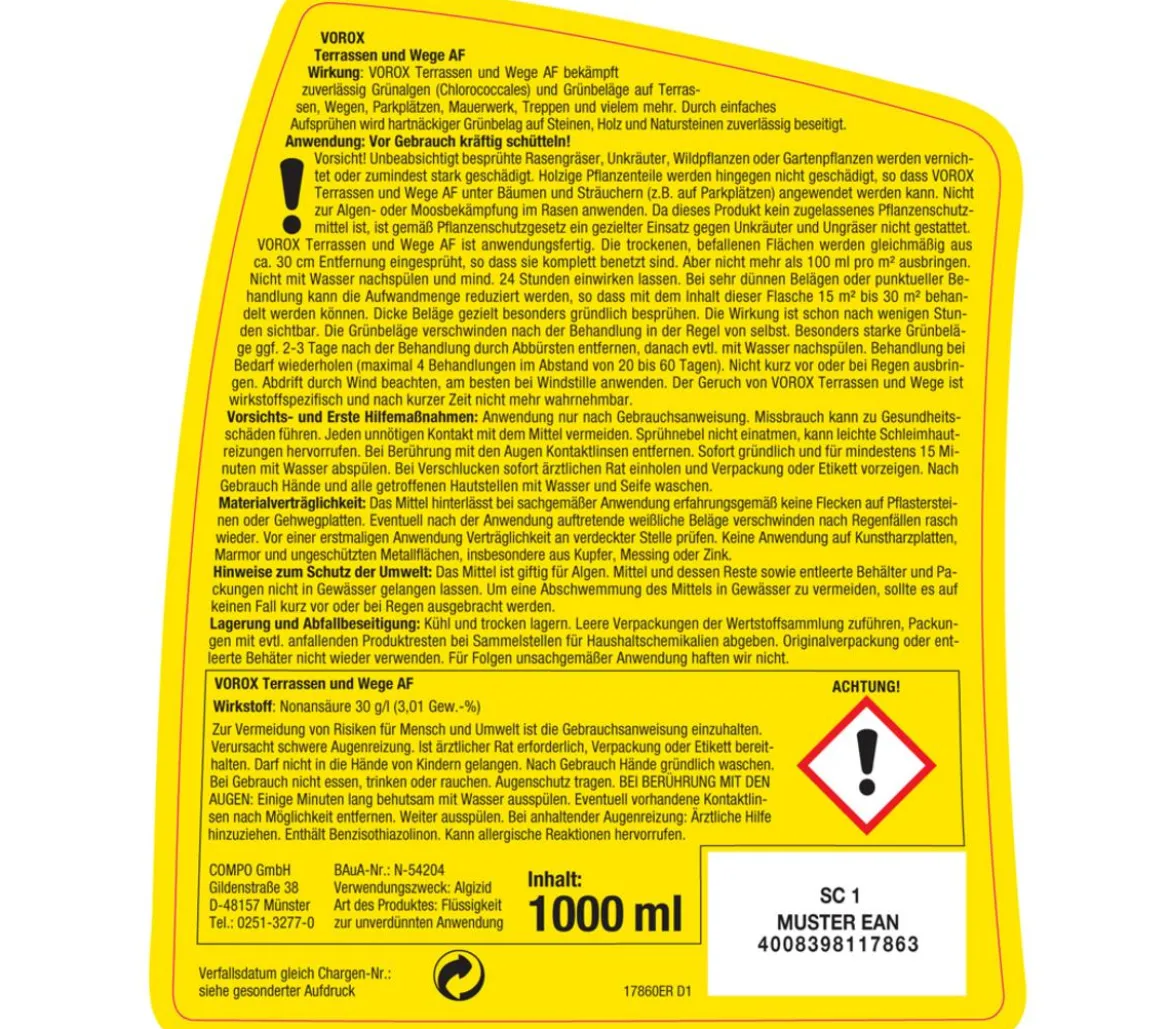 COMPO VOROX® Terrassen und Wege AF, 1 l