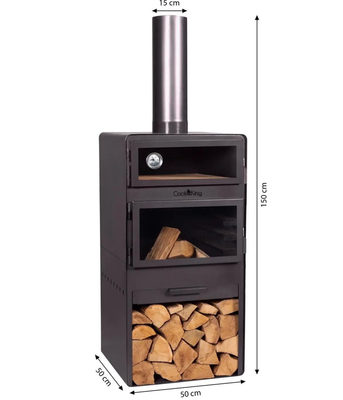CookKing Terrassenofen Vento Plus, ca. B50/H150/T50 cm