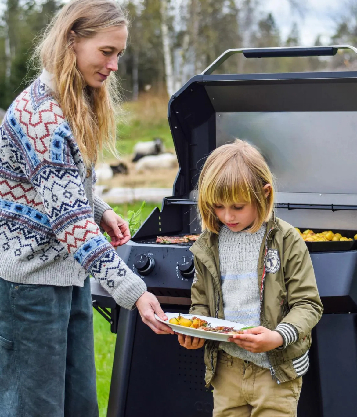 Cozze Grillwagen Premium XL für Plancha 800, ca. B146/H74,5/T70 cm