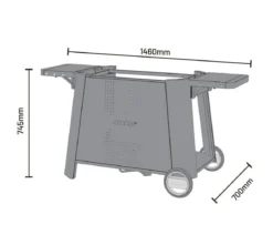 Cozze Grillwagen Premium XL für Plancha 800, ca. B146/H74,5/T70 cm