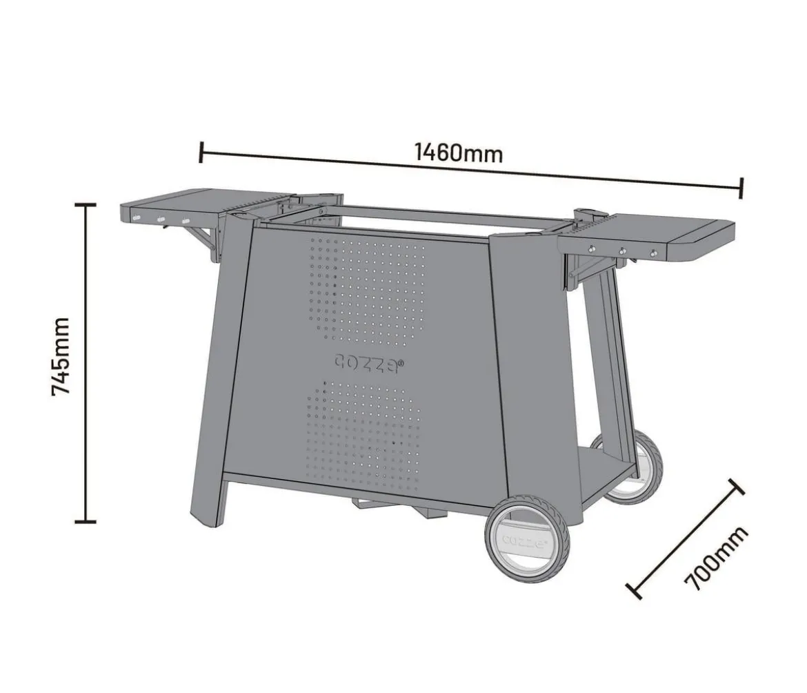 Cozze Grillwagen Premium XL für Plancha 800, ca. B146/H74,5/T70 cm