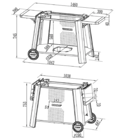 Cozze Grillwagen Premium XL für Plancha 800, ca. B146/H74,5/T70 cm