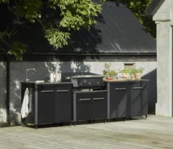 Cozze Outdoor-Küche Außentisch mit Edelstahlspüle, inkl. Wasserhahn, ca. B93,5/H90/T60 cm