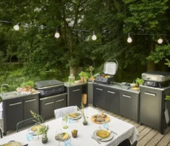 Cozze Outdoor-Küche Außentisch mit Edelstahlspüle, inkl. Wasserhahn, ca. B93,5/H90/T60 cm
