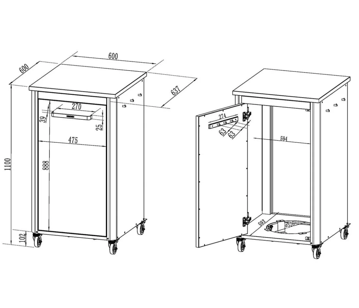 Cozze Outdoor-Küche 60, ca. B60/H110/T60 cm