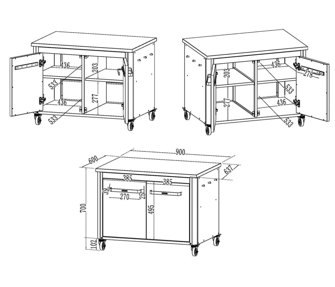 Cozze Outdoor-Küche 90, ca. B90/H70/T60 cm