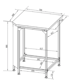 Cozze Outdoor-Küche Eck-Tisch, ca. B60/H90/T60 cm