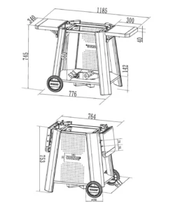 Cozze Outdoor-Tisch für Elektrogrill E-500, Gasgrill G-500 und Plancha P-500, ca. B127/H74,5/T64,5 cm