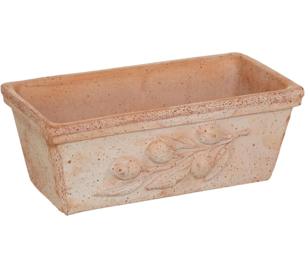 Degrea Terrakotta-Blumenkasten mit Olivendekor