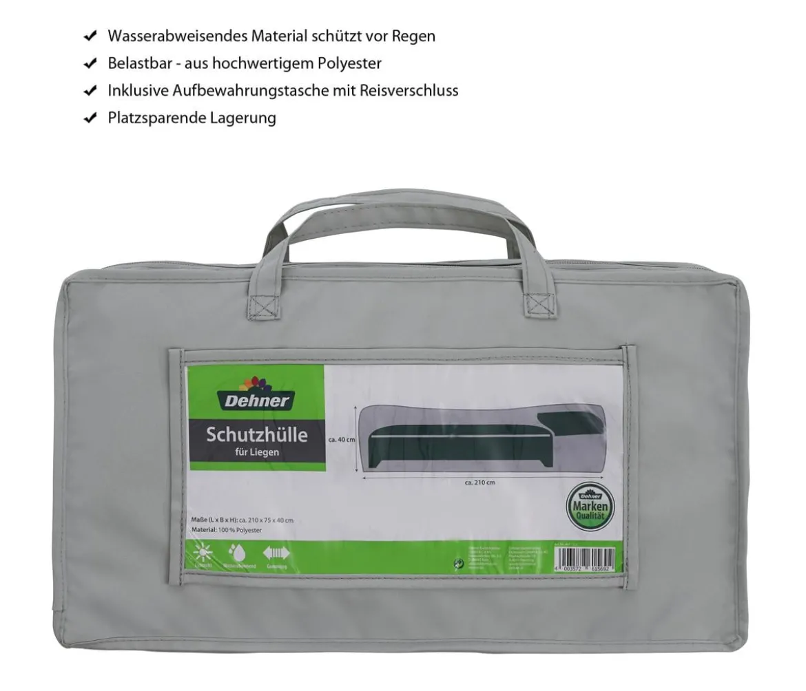 Dehner Abdeckhaube für Liegen, 75x40x210 cm, grau