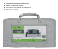 Dehner Abdeckhaube für 3-Sitzer Bank, grau, ca. B170/H85/T70 cm