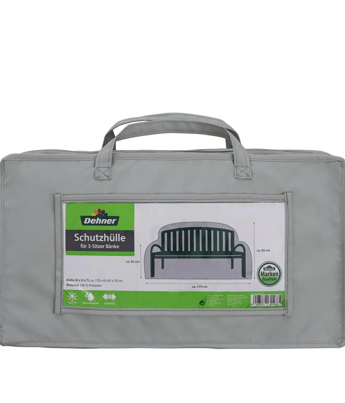 Dehner Abdeckhaube für 3-Sitzer Bank, grau, ca. B170/H85/T70 cm