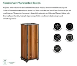 Dehner Akazienholz-Pflanzkasten Boston, quadratisch, ca. B33/H84/T33 cm