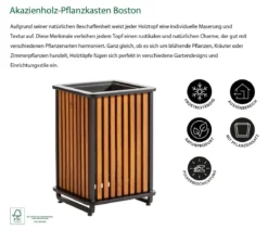 Dehner Akazienholz-Pflanzkasten Boston, quadratisch, ca. H50 cm