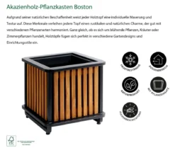 Dehner Akazienholz-Pflanzkasten Boston, quadratisch, ca. B33/H33/T33 cm