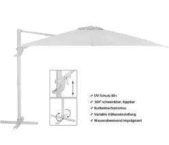 Dehner Ampelschirm Zypern, Holzoptik, quadratisch, ca. B300/T300 cm