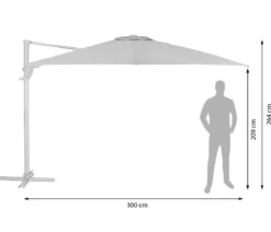 Dehner Ampelschirm Zypern, Holzoptik, quadratisch, ca. B300/T300 cm