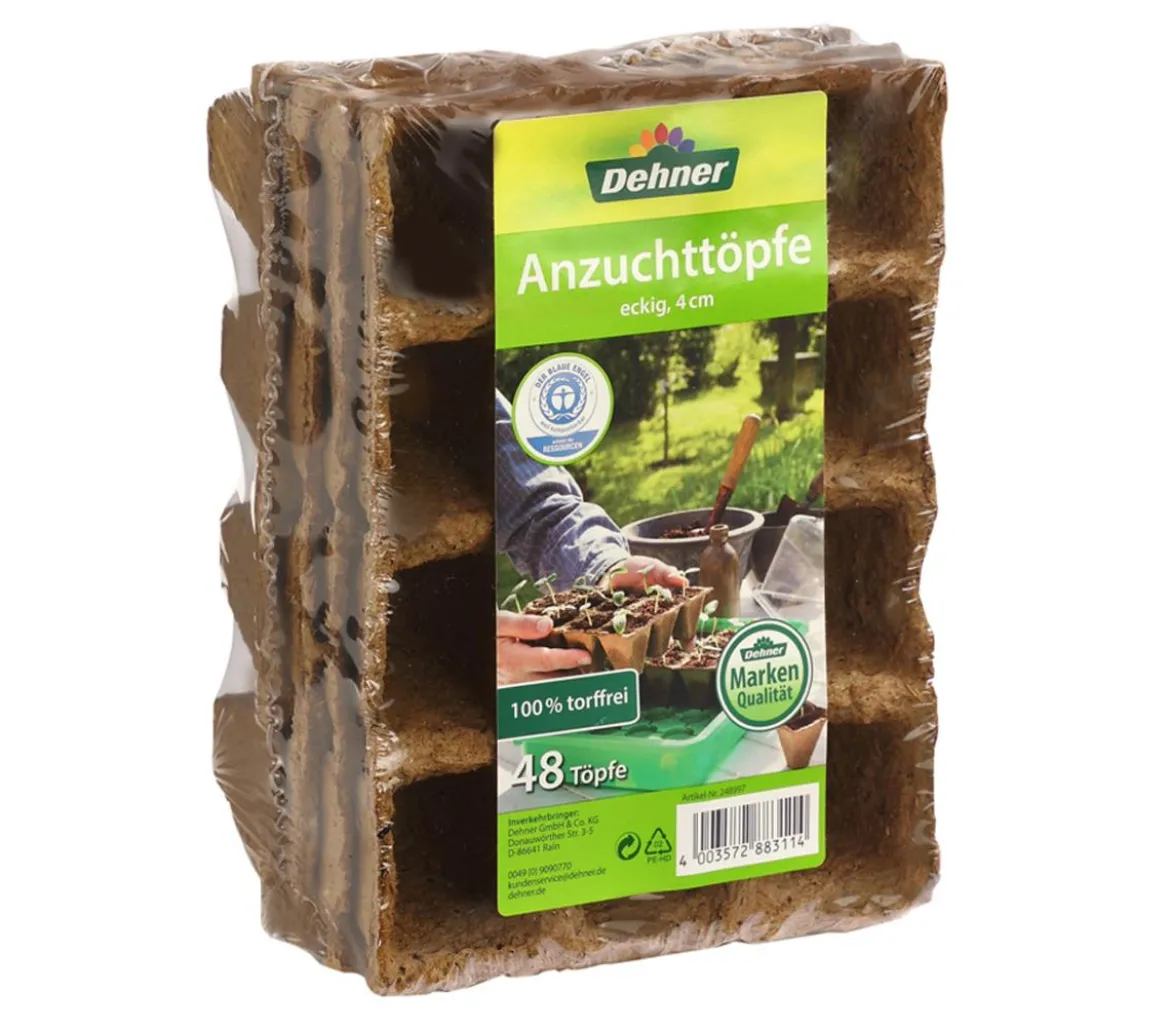 Dehner Anzuchttöpfe für Pflanzen, 4 x 4 cm, 48 Stk.