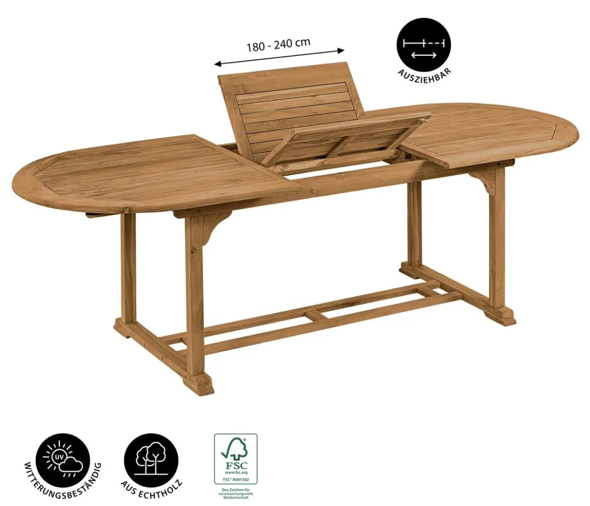Dehner Ausziehtisch Havanna, ca. B180-240/H74/T90 cm