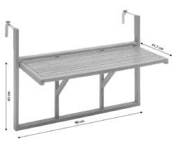 Dehner Balkonhängetisch, ca. B90/H65/T41,7 cm