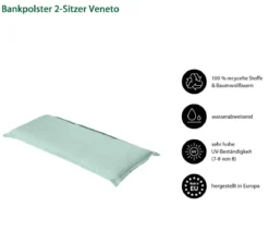 Dehner Bankauflage Veneto 2-Sitzer, ca. B116/H6/T47 cm